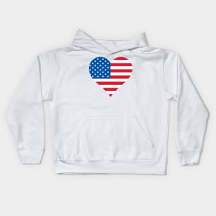 USA flag inside heart shape Kids Hoodie